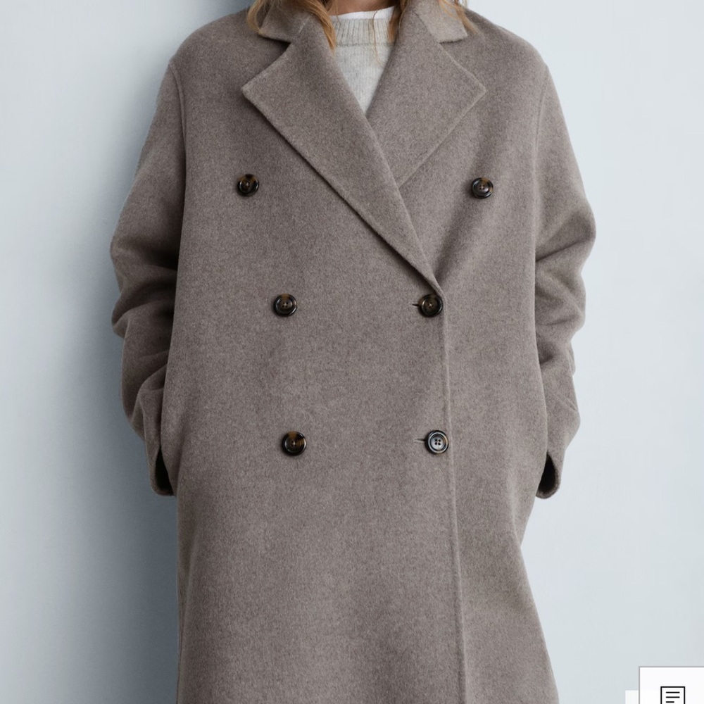 Women's Oversized Handmade Double-Breasted Wool Trench Coat
